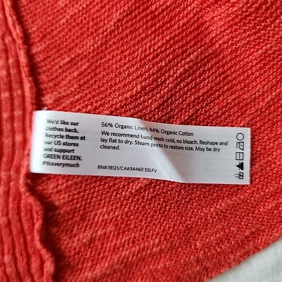 Eileen Fisher Linen Cotton Blend Open-Front Cardigan Sweater Red Size 1X Ribbed - Picture 6 of 6